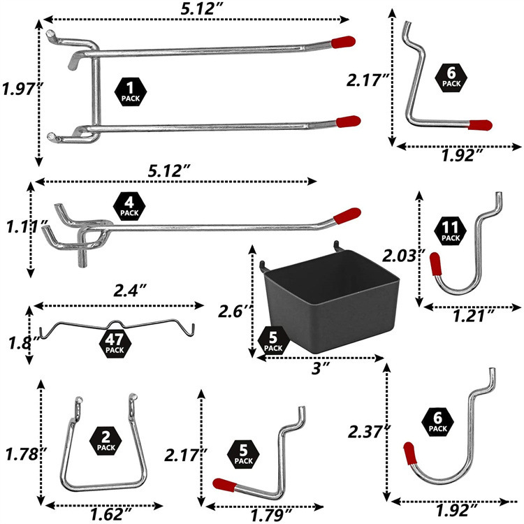 114 Pcs Pegboard Hooks Set Met - огляд і ціна Workshop Tools On Wall